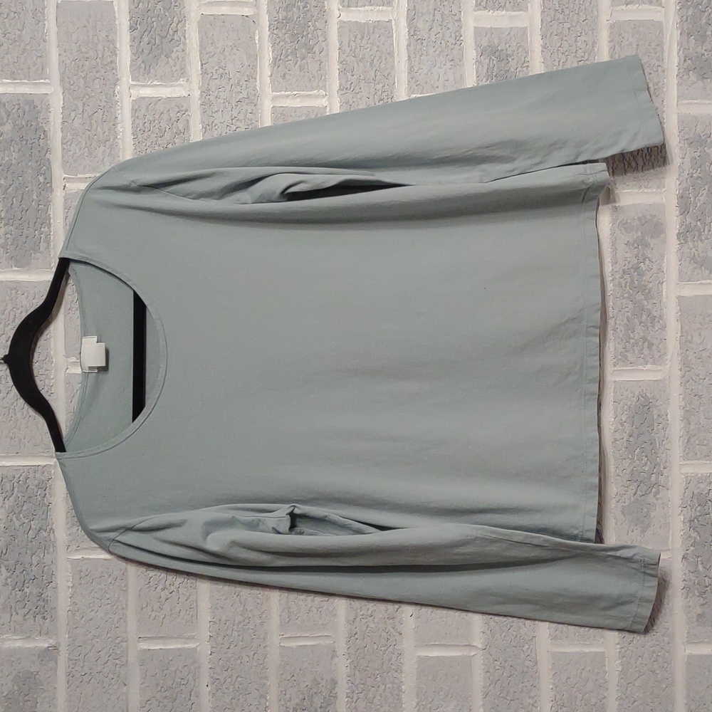 Flax 100% Cotton Women's Light Blue Long Sleeve Round Neck Pullover Shirt Large - Picture 3 of 10